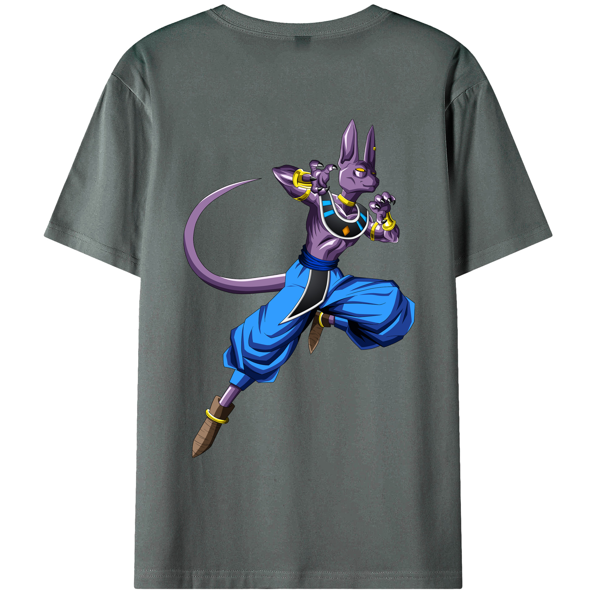 （画像用） ドラゴンボール ビルス 破壊神ビルス DRAGON BALL Beerus Birusu 綿100％ メンズ半袖Tシャツ（バックプリント） 通気性